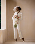 Ivory White Cross Tuxedo Bridal Suit