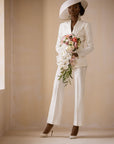 Ivory White Cross Tuxedo Bridal Suit